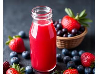 Jus perahan segar Strawberry Cameron dan beri biru